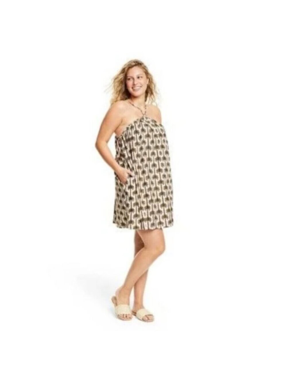 AGUABENDITA Palm Tree Print Sun Dress Size Medium NEW NWOT